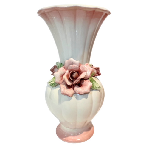 Mid Century Capodimonte Porcelain Flower 9.5" Vase Italian