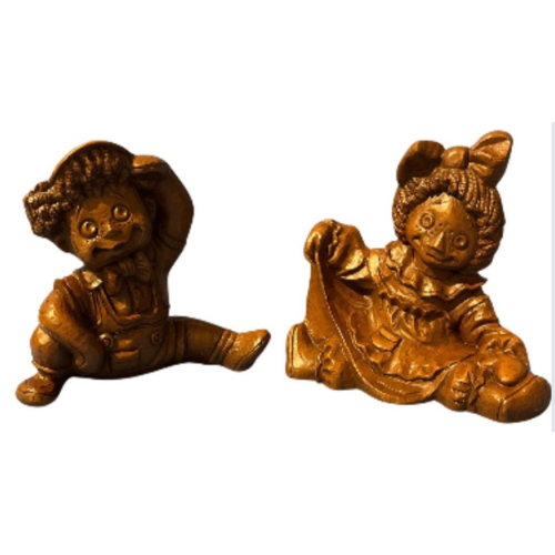 Raggedy Ann and Andy RED MILL Handcrafted Wooden figurines Vintage 1989