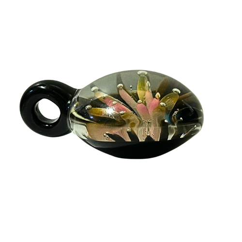 Vintage Signed Andy Ray "Galactic Glass" 3D Floral Implosion Pendant Mint RARE