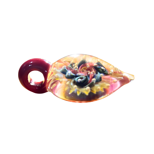 Vintage Signed Andy Ray Pendant Fume Flower Vortex Implosion Style Galactic Glass Tear Drop Pendy Shape Style