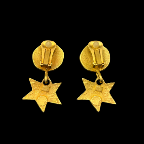 * Vintage Norma Jean Designs Style Matte Gold Dangle Hammered Stars Made in USA
