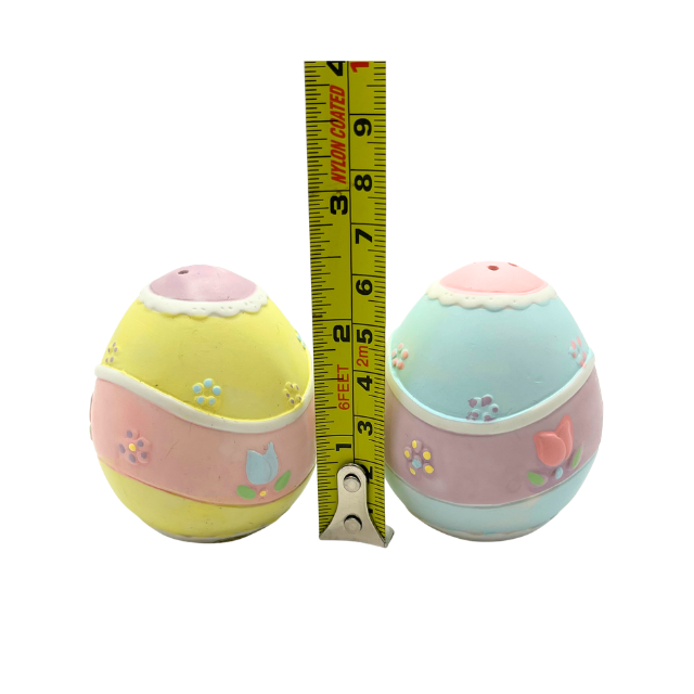 Vintage Russ Berrie "A Touch of Easter" Porcelain Egg Salt & Pepper Shakers  Pastel Spring Decor