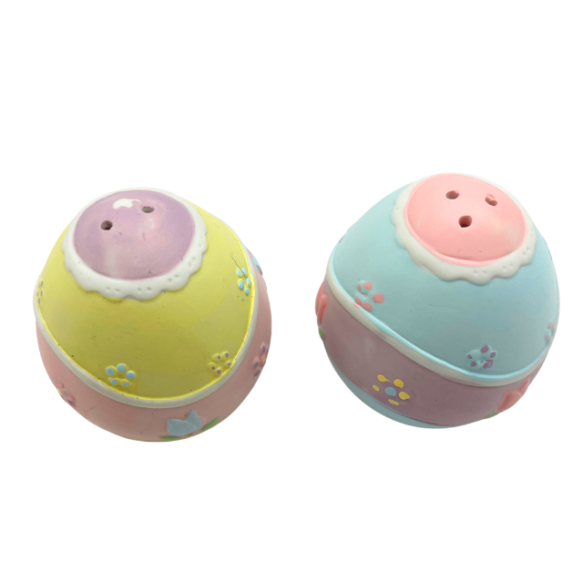 Vintage Russ Berrie "A Touch of Easter" Porcelain Egg Salt & Pepper Shakers  Pastel Spring Decor