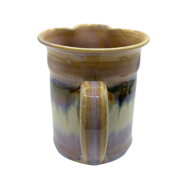 Vtg Studio Pottery Creamer Jug Purple & Tan Drip Glaze Signed Artist Piece