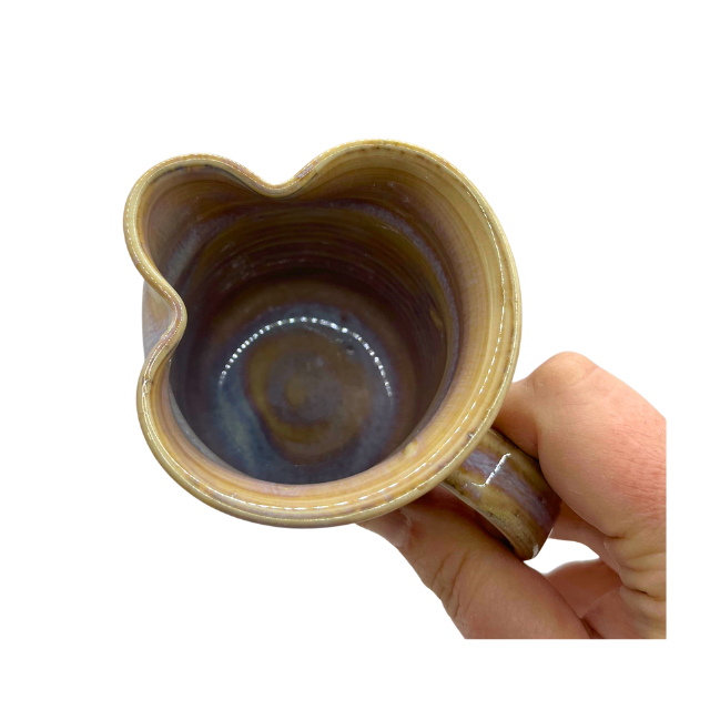 Vtg Studio Pottery Creamer Jug Purple & Tan Drip Glaze Signed Artist Piece