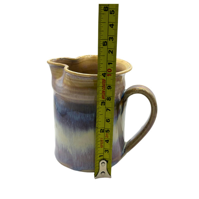 Vtg Studio Pottery Creamer Jug Purple & Tan Drip Glaze Signed Artist Piece
