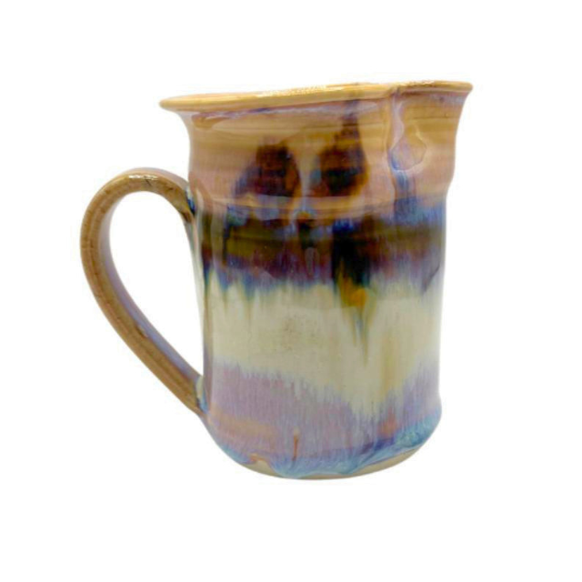 Vtg Studio Pottery Creamer Jug Purple & Tan Drip Glaze Signed Artist Piece
