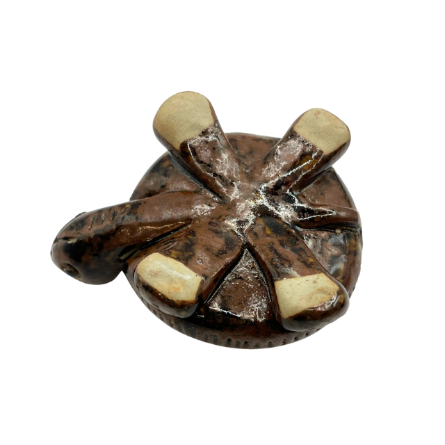Vintage Miniature Mother & Baby Turtle Figurines Hand-Painted Clay Folk Art Terracotta Decor