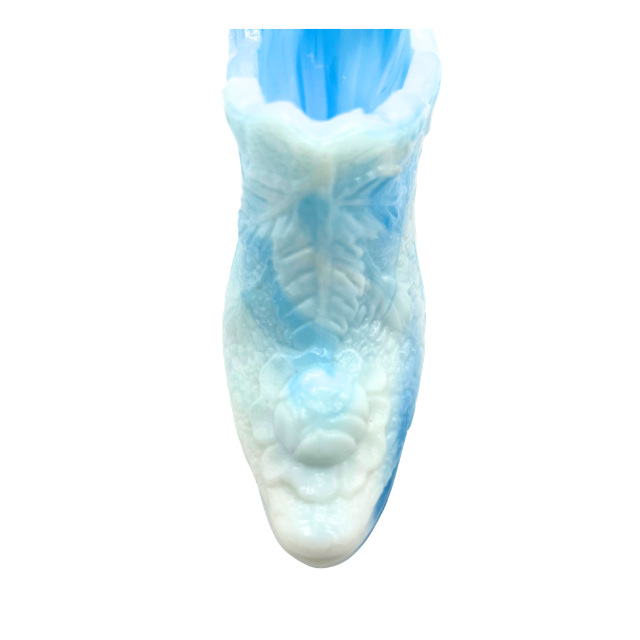 Vintage Kanawha Slag Swirl Blue & White Glass Shoe Figurine
