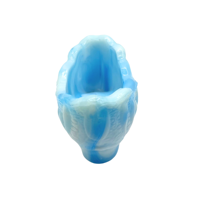 Vintage Kanawha Slag Swirl Blue & White Glass Shoe Figurine
