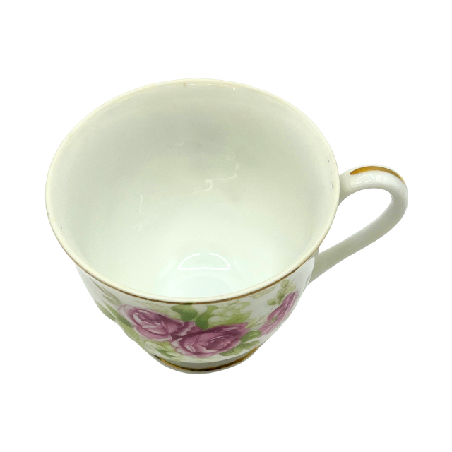 Vintage Norcrest Fine China Mini Tea Cup and Saucer French Rose Floral Motif