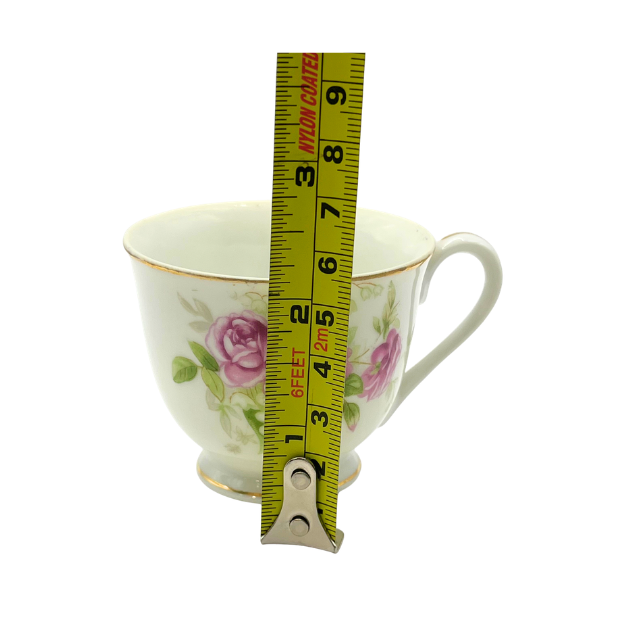 Vintage Norcrest Fine China Mini Tea Cup and Saucer French Rose Floral Motif