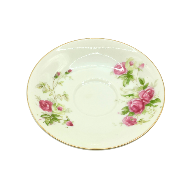 Vintage Norcrest Fine China Mini Tea Cup and Saucer French Rose Floral Motif