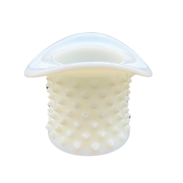 Fenton Milk Glass White Hobnail Hat Vase Tooth Pick Holder Gradmillennial Hollywood Regency Decor