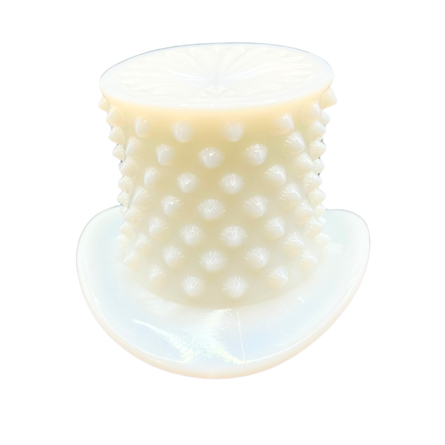 Fenton Milk Glass White Hobnail Hat Vase Tooth Pick Holder Gradmillennial Hollywood Regency Decor