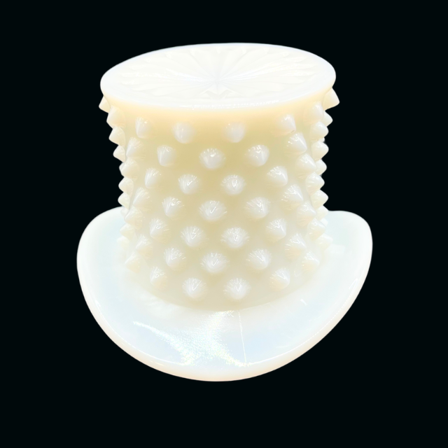 Fenton Milk Glass White Hobnail Hat Vase Tooth Pick Holder Gradmillennial Hollywood Regency Decor