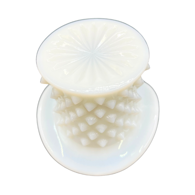 Fenton Milk Glass White Hobnail Hat Vase Tooth Pick Holder Gradmillennial Hollywood Regency Decor