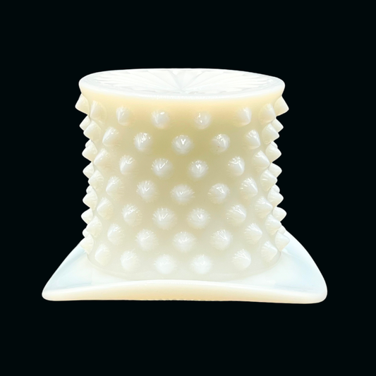 Fenton Milk Glass White Hobnail Hat Vase Tooth Pick Holder Gradmillennial Hollywood Regency Decor