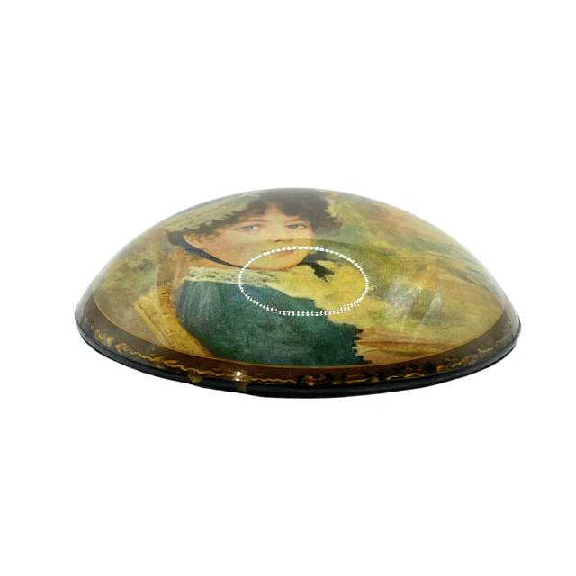 Mid Century Modern Domed Paperweight by Renoir called "By the Seashore"