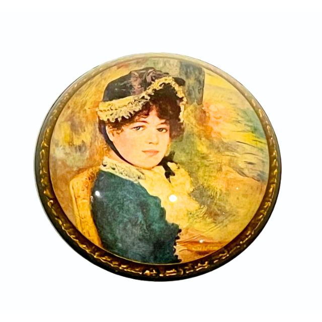Mid Century Modern Domed Paperweight by Renoir called "By the Seashore"