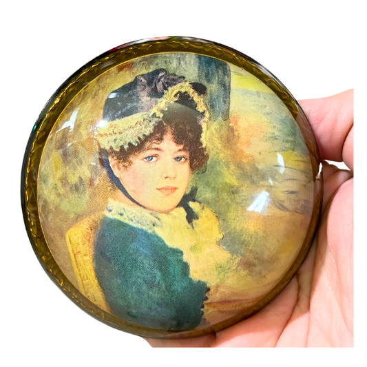 Mid Century Modern Domed Paperweight by Renoir called "By the Seashore"
