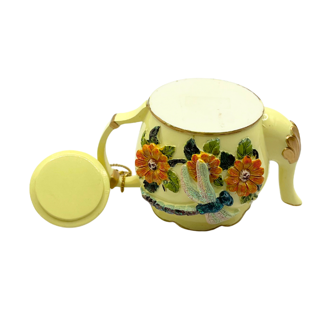 Vintage Nini~ Dragonfly Miniature Teapot – Hand-Painted 3D Floral Design Signed Saliba