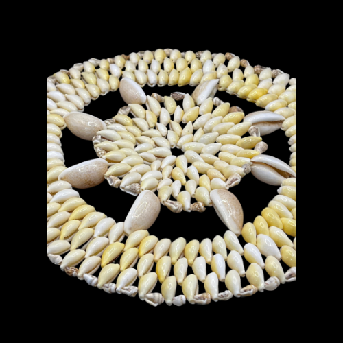 Vintage 8.5"  Cowrie Sea Shell Trivet Doily Sea Shell Star Pattern