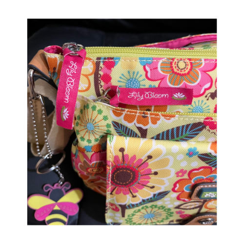 Lily Bloom Polyester Crossbody Bumble Bee Floral Bag with Keychain New without Tag