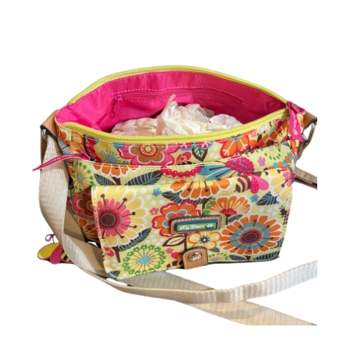 Lily Bloom Polyester Crossbody Bumble Bee Floral Bag with Keychain New without Tag
