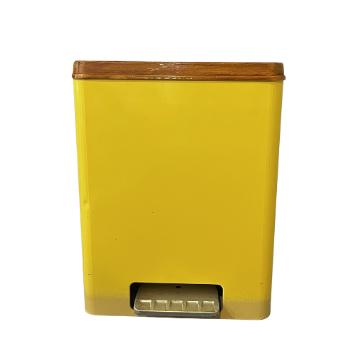 * 1970z CHEINCO Housewares Woodbury Fruit Faux Wood Vintage Yellow Ombre Trash Can Waste Bin