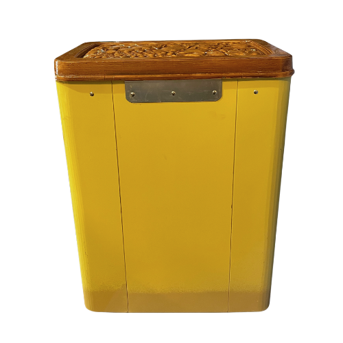 * 1970z CHEINCO Housewares Woodbury Fruit Faux Wood Vintage Yellow Ombre Trash Can Waste Bin