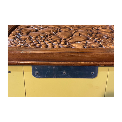 * 1970z CHEINCO Housewares Woodbury Fruit Faux Wood Vintage Yellow Ombre Trash Can Waste Bin