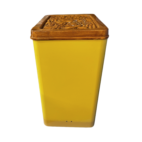 * 1970z CHEINCO Housewares Woodbury Fruit Faux Wood Vintage Yellow Ombre Trash Can Waste Bin