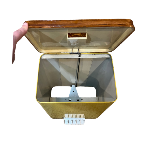 * 1970z CHEINCO Housewares Woodbury Fruit Faux Wood Vintage Yellow Ombre Trash Can Waste Bin