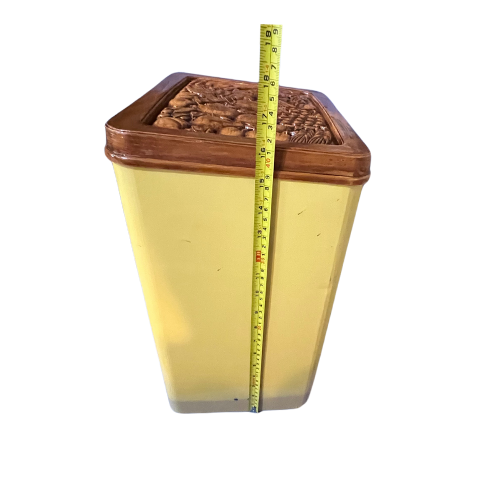 * 1970z CHEINCO Housewares Woodbury Fruit Faux Wood Vintage Yellow Ombre Trash Can Waste Bin