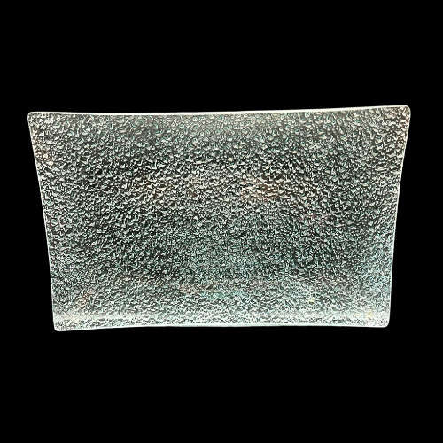 11.5" by 7" Rectangle Rain Drop Texture Clear Vanity Tray / Appetizer Serving Tray Curved Edge