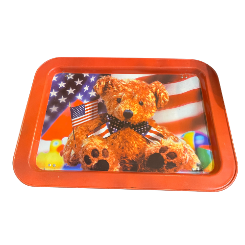 Vintage America Teddy Bear Folding TV Metal Lap Tray