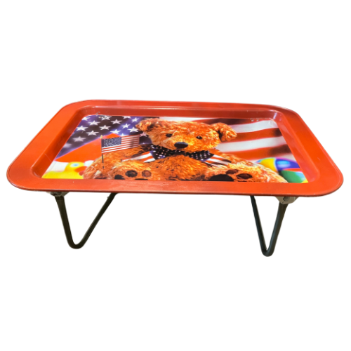 Vintage America Teddy Bear Folding TV Metal Lap Tray