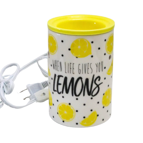 Scentsy When Life Gives You Lemons Black Polka-Dots Wax Warmer Retired with Original Box