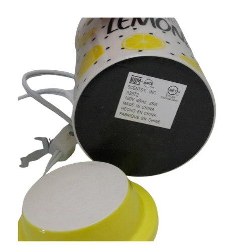 Scentsy When Life Gives You Lemons Black Polka-Dots Wax Warmer Retired with Original Box