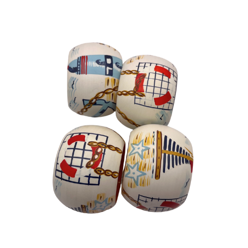 Dansk Nautical Napkin Rings Set of 4 Beach Sailboats Decor