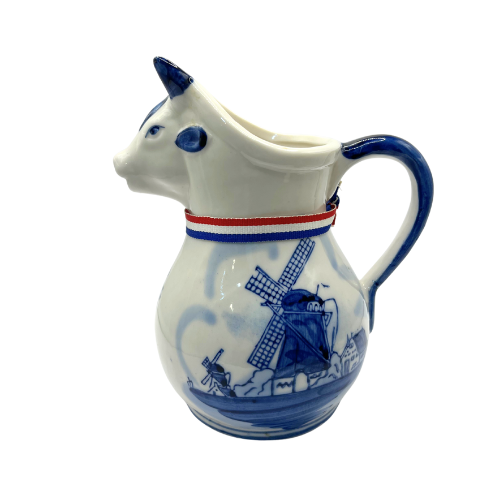 DELFT Blue Cow Creamer with Makers Mark 1970s 7.25" Tall