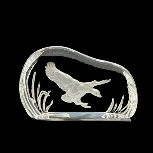 Wedgwood Crystal Reverse Cut Paperweight Wild Birds - Duck