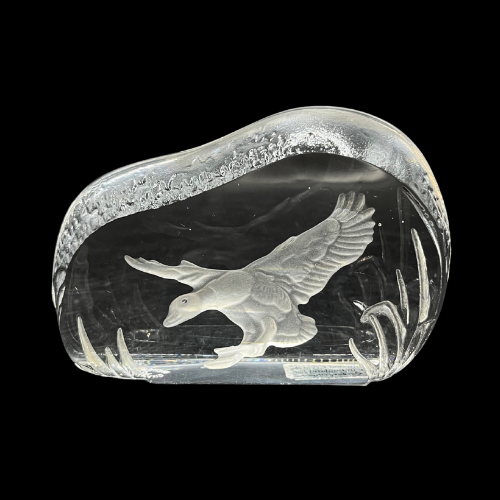 Wedgwood Crystal Reverse Cut Paperweight Wild Birds - Duck