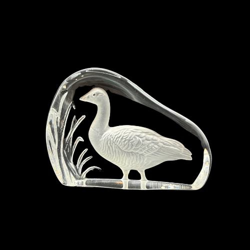 Wedgwood Crystal Reverse Cut Paperweight Wild Birds - Goose