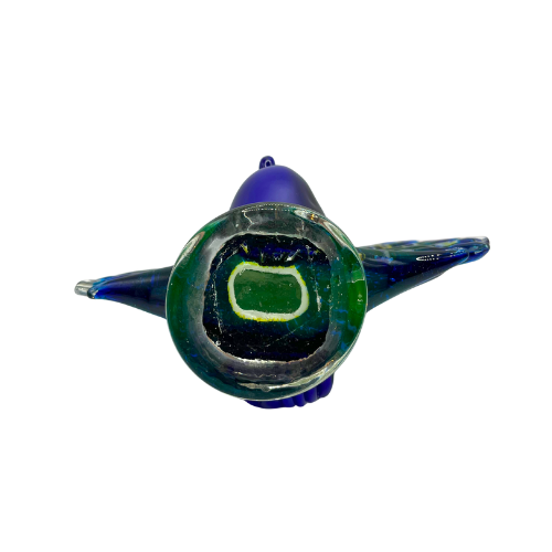 Blown Peacock Murano Style Art Glass MCM Sculpture  7" Tall