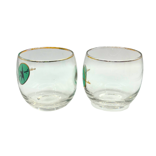 Atomic Period Kroehler Furniture Cocktail Roly Poly Drink Glasses Vintage 1950s  Promotional