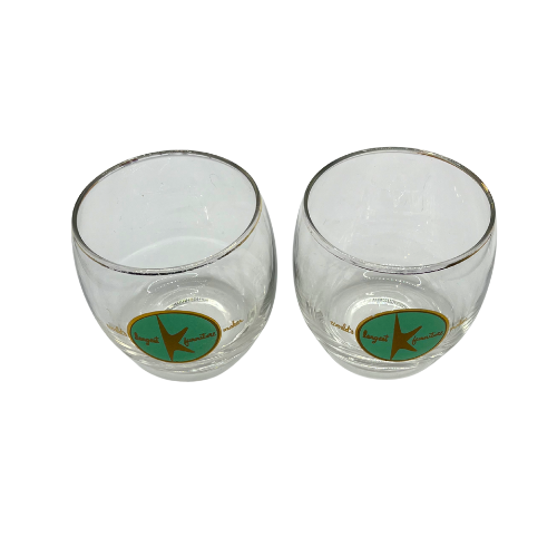 Atomic Period Kroehler Furniture Cocktail Roly Poly Drink Glasses Vintage 1950s  Promotional