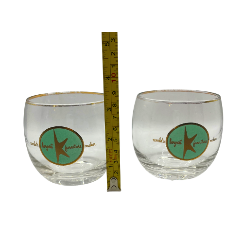 Atomic Period Kroehler Furniture Cocktail Roly Poly Drink Glasses Vintage 1950s  Promotional