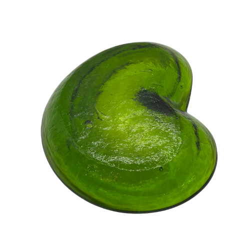 Vintage Blenko Avocado Green  Freeform Amoeba Bowl Kidney Bean Trinket Dish Ashtray Art Glass